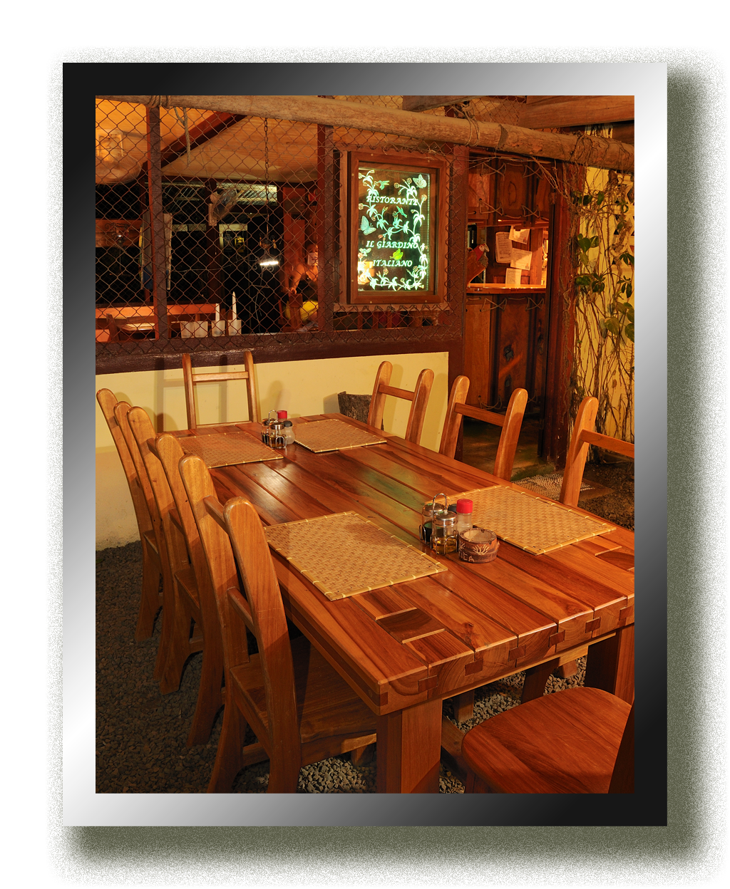 The Outside Table in the front of Il Giardino Italian Restuurant in Puerto Jimenez, Osa Peninsula